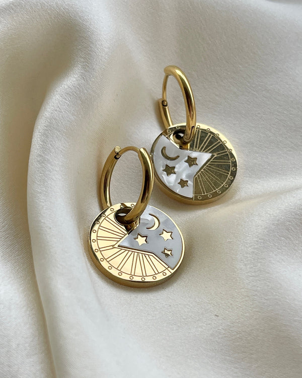 Celestial Medallion Hoops