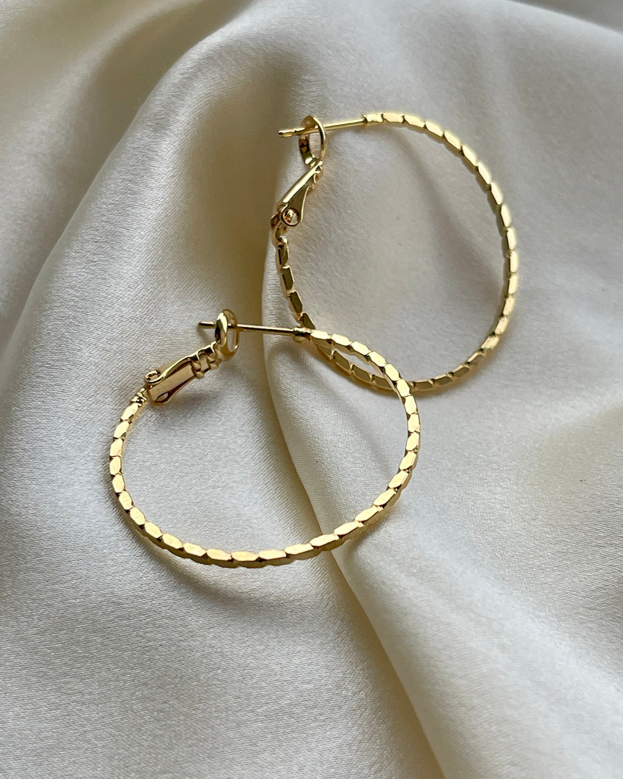 Faceted Gold Hoop Earrings
