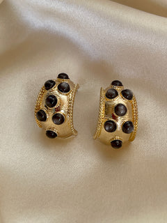 Noir Cabochon Hoops