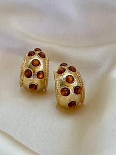 Cognac Cabochon Hoops