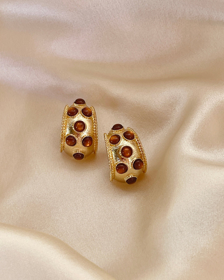 Cognac Cabochon Hoops