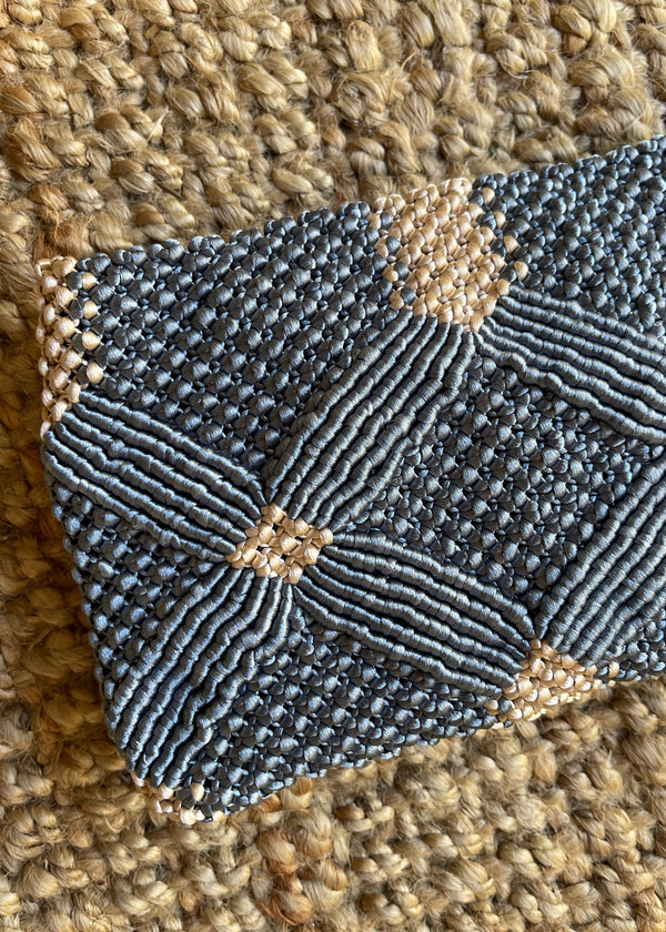 Handmade Macramé Clutch-Navy and Dusty Blue