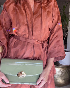 Amélie Patent Clutch/Chain Bag in Olive