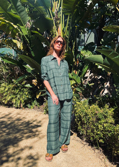 Estelle Pant – Silk Cotton in Sagewood Stripe