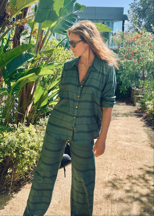 Estelle Pant – Silk Cotton in Sagewood Stripe