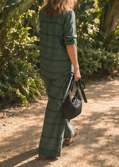 Estelle Pant – Silk Cotton in Sagewood Stripe