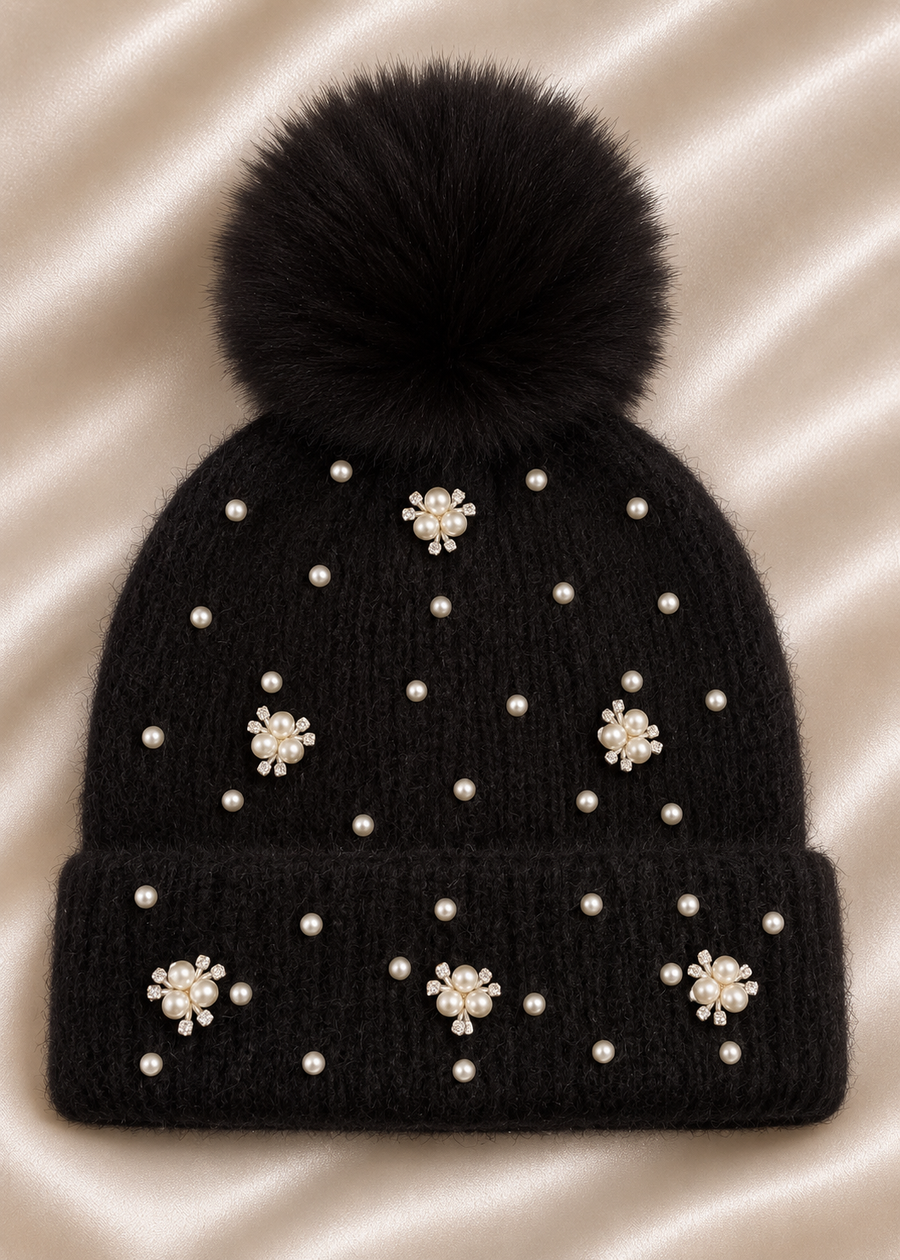 The Isa Pearl Embellished Beanie