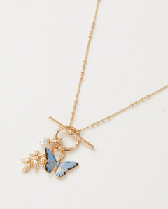 Butterfly & Leaf Charm Necklace