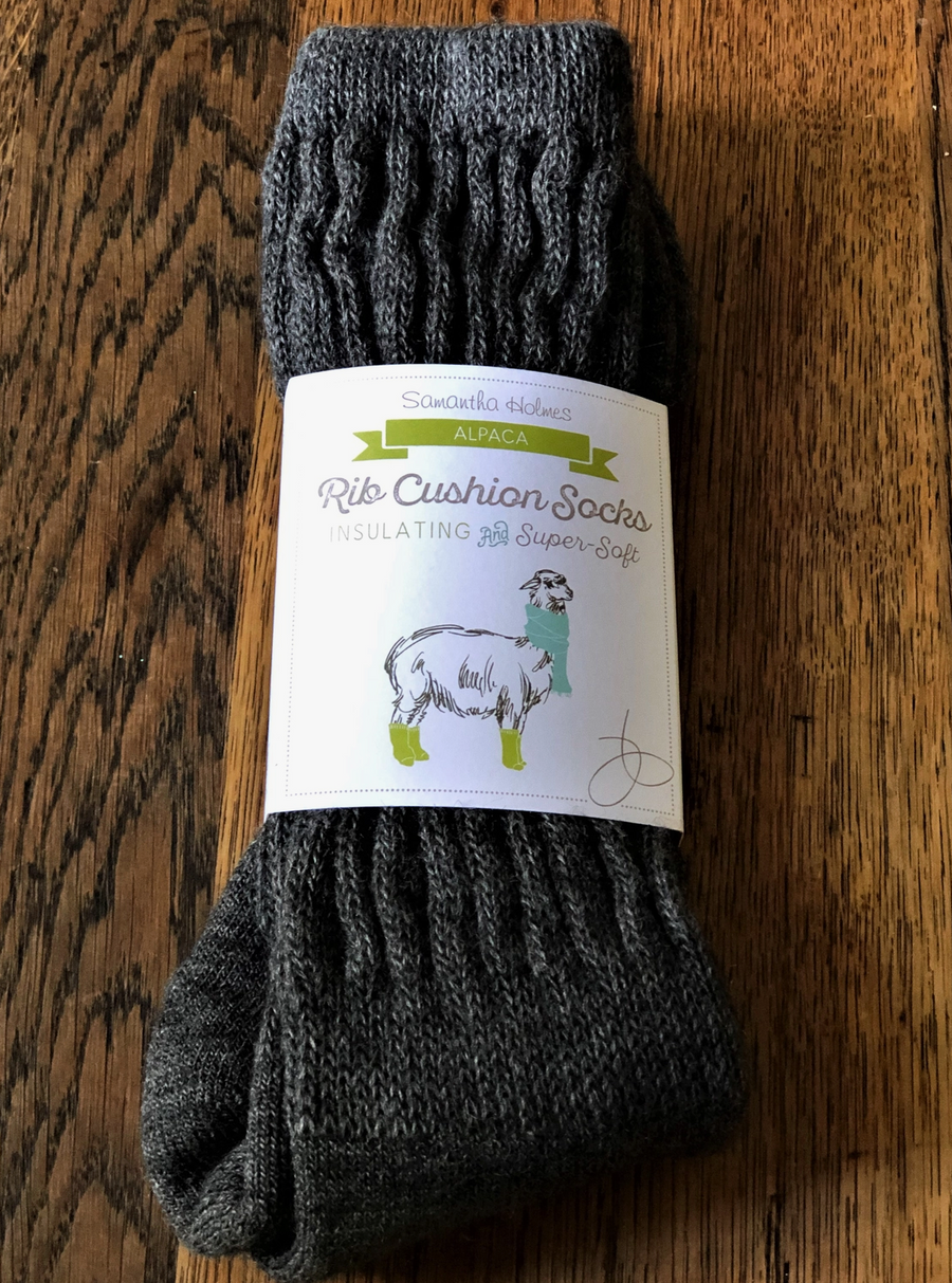 Alpaca Socks - Blue & Charcoal (Unisex)