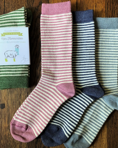 Ladies Alpaca Stripe Socks in Pink