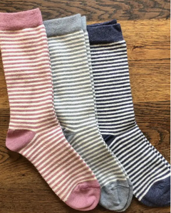 Ladies Alpaca Stripe Socks in Pink