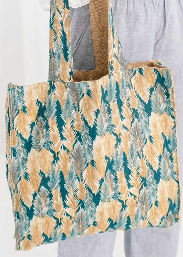 Everyday Tote- Aqua Feather