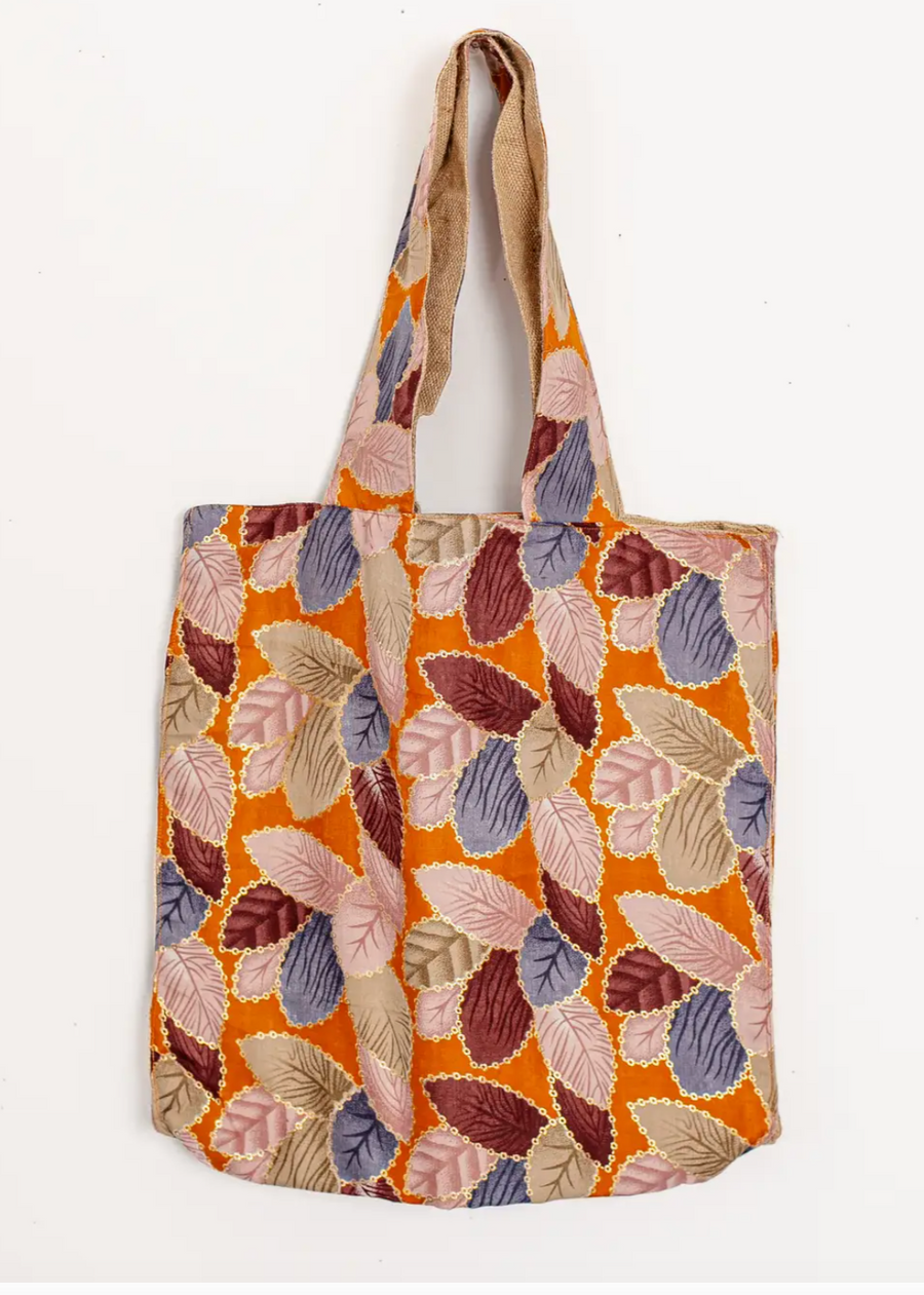 Everyday Tote- Tangerine Leaf