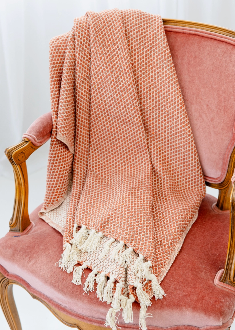 Woven Coral Throw Blanket Molly Pepper