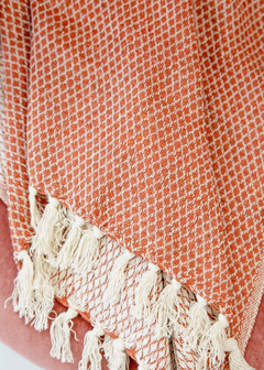 Woven Coral Throw Blanket