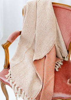 Woven Coral Throw Blanket