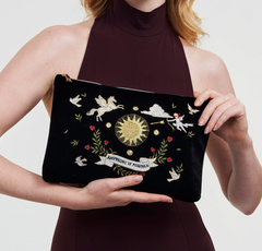 Black Velvet Embroidered Pouch
