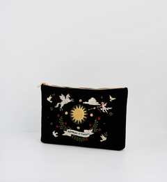 Black Velvet Embroidered Pouch