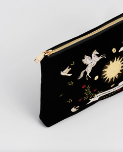 Black Velvet Embroidered Pouch