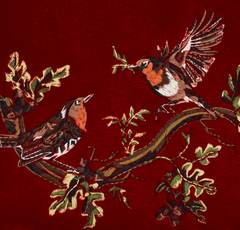 Robin Love Embroidered Red Pouch