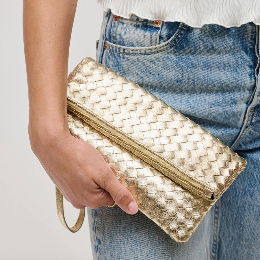 Vegan Leather Clutch in Gold