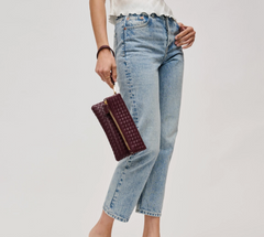 Vegan Leather Clutch in Merlot