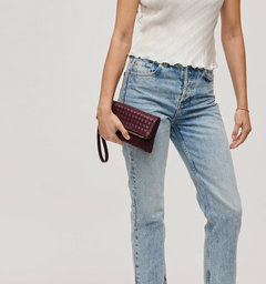 Vegan Leather Clutch in Merlot