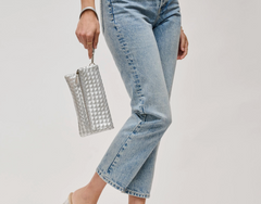 Vegan Leather Clutch in Silver