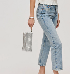 Vegan Leather Clutch in Silver