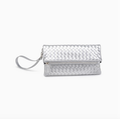 Vegan Leather Clutch in Silver