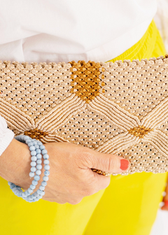 Handmade Macramé Clutch-Tan and Caramel