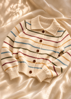The Weekend Stripe Cardigan — Ivory Multi.