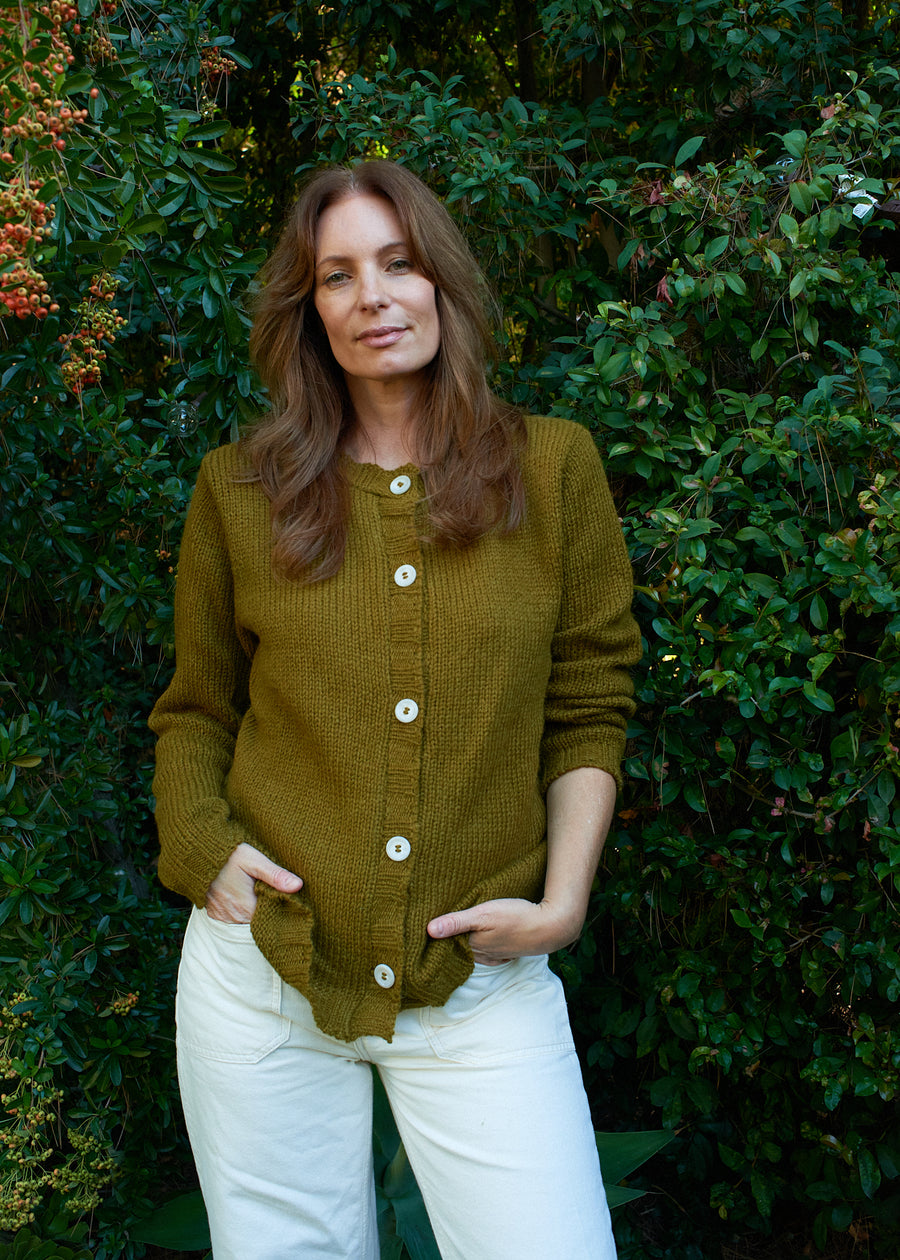 Anisa Alpaca Cardigan in Olive