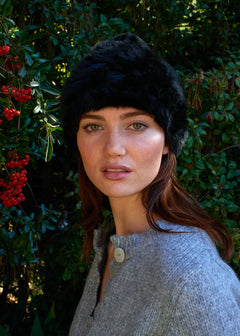 Hat in Black Faux Fur