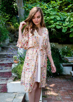 Cara Robe in Peach French Floral