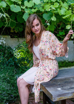 Cara Robe in Peach French Floral