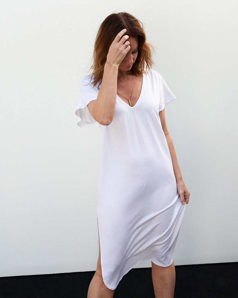 Carmella Caftan Dress in White Jersey