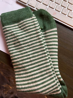 Ladies Alpaca Stripe Socks in Sage
