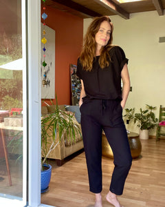 Marbella Pant in Black Linen