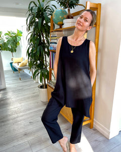 Marbella Pant in Black Linen