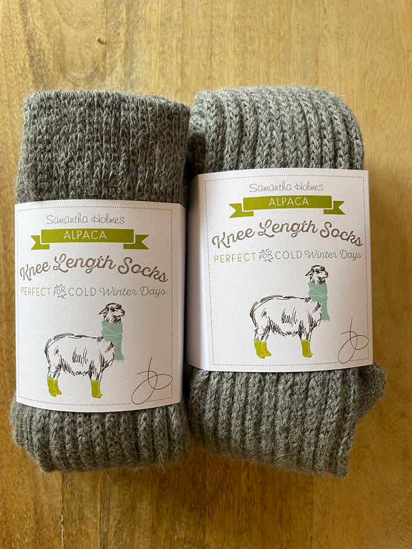 Alpaca Knee Length Socks - Light Grey