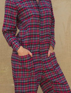 Inez Flannel Jumpsuit in Red