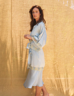Scarlett Robe in Light Azure Charmeuse Silk
