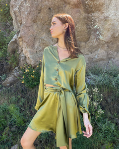 The Odette Skirt in Chartreuse Charmeuse Silk