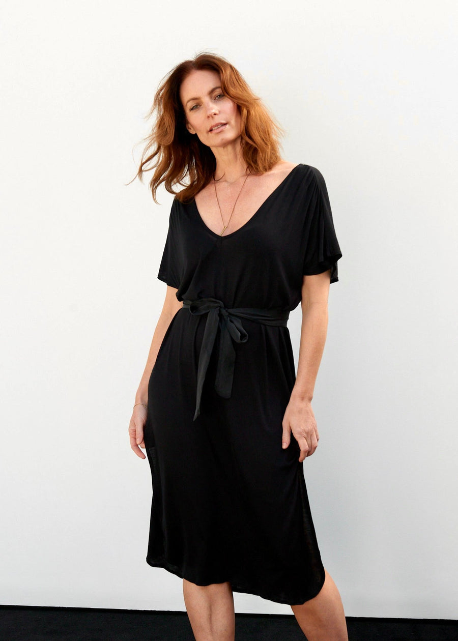 Carmella Caftan Dress in Black Jersey